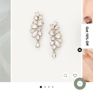 Gold and White Crystal Drop Earrings